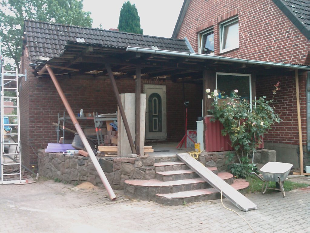 Terrassendach vor der Sanierung